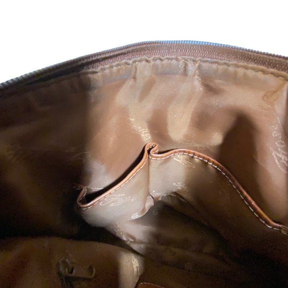 Fossil Shoulder Bag 16 inch Drop 3 Inside Pockets Plaid Fabric Brown Red Orange - Picture 4 of 8